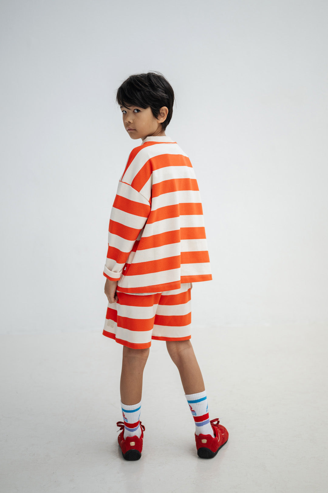 shorty - flame red block stripe