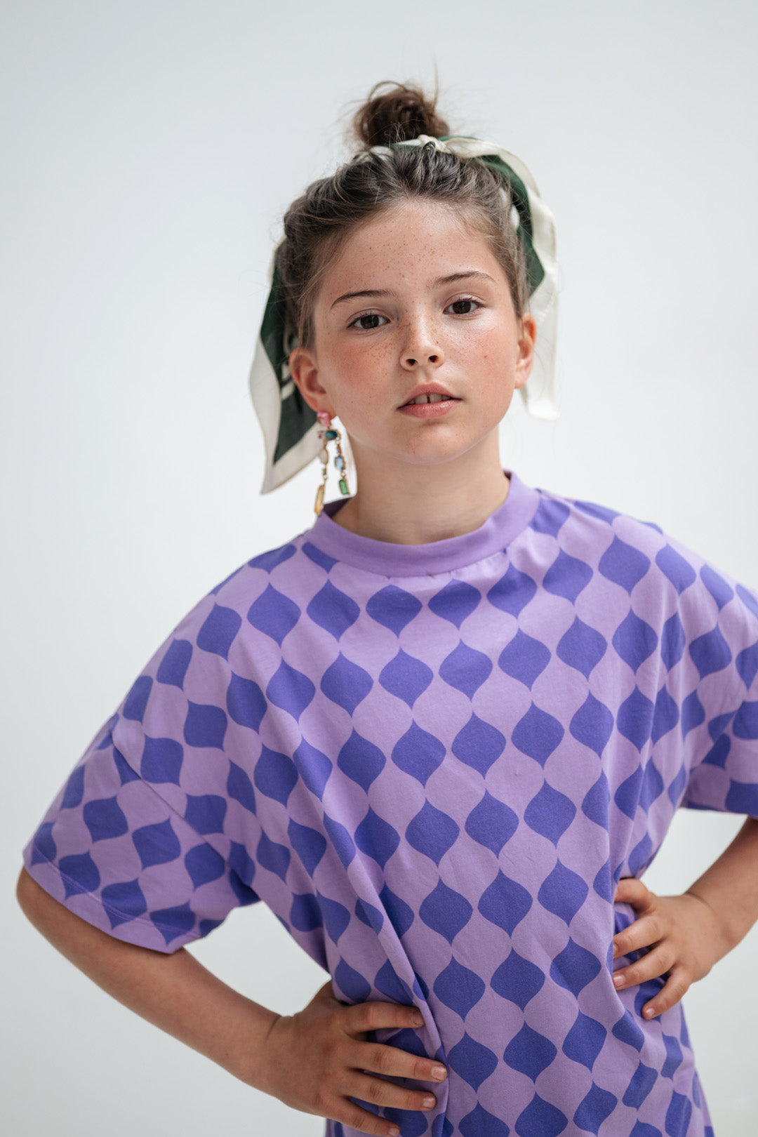 bottom hem ruffle dress - soft harlequin