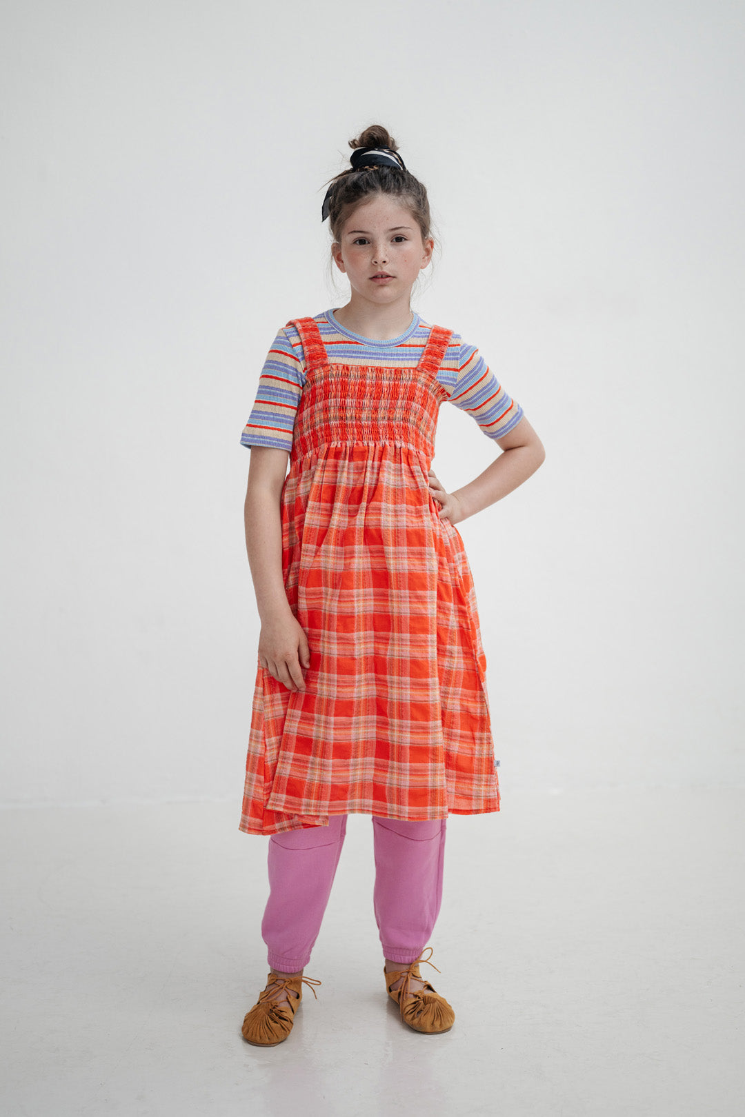bloom dress - coral check