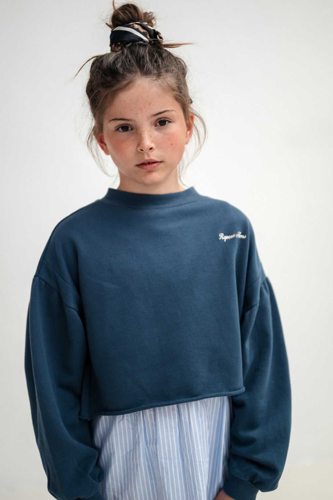 crop heart sweater - deep sea blue
