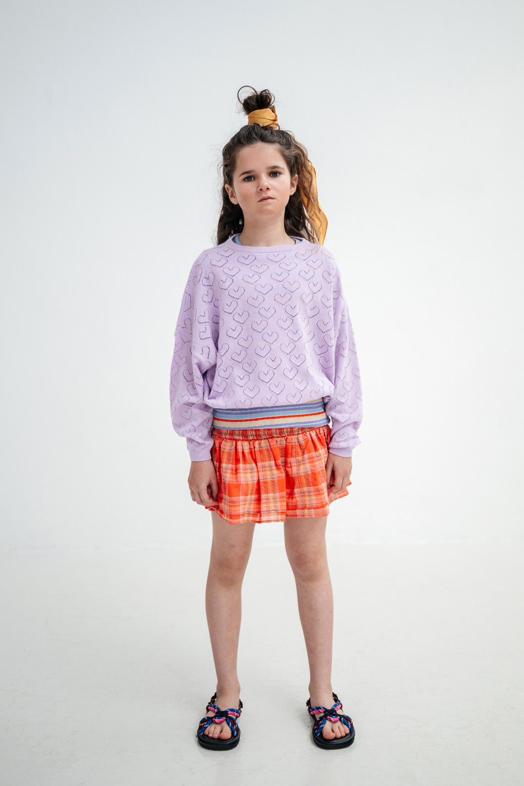 bloom skirt - coral check