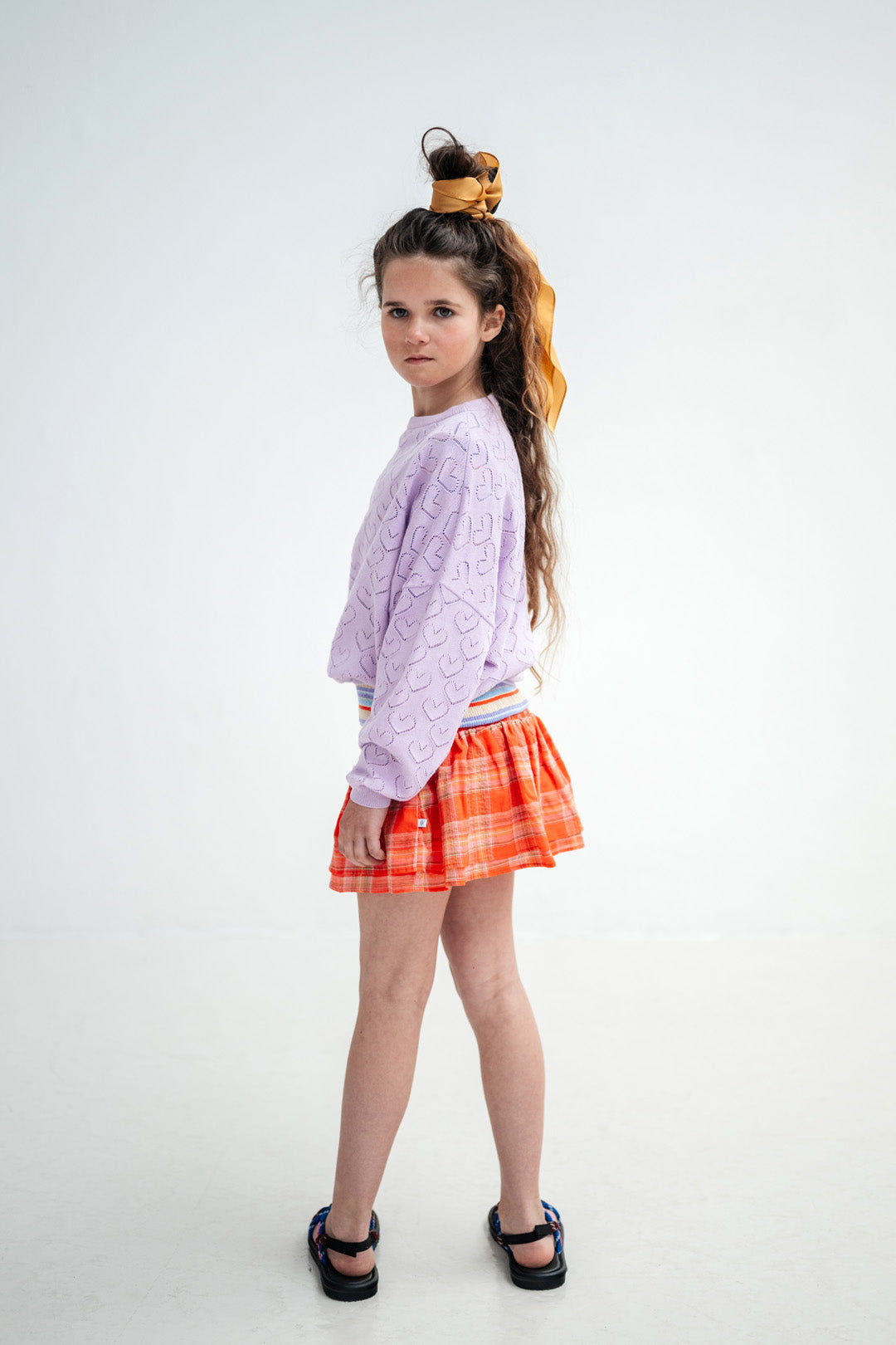 bloom skirt - coral check