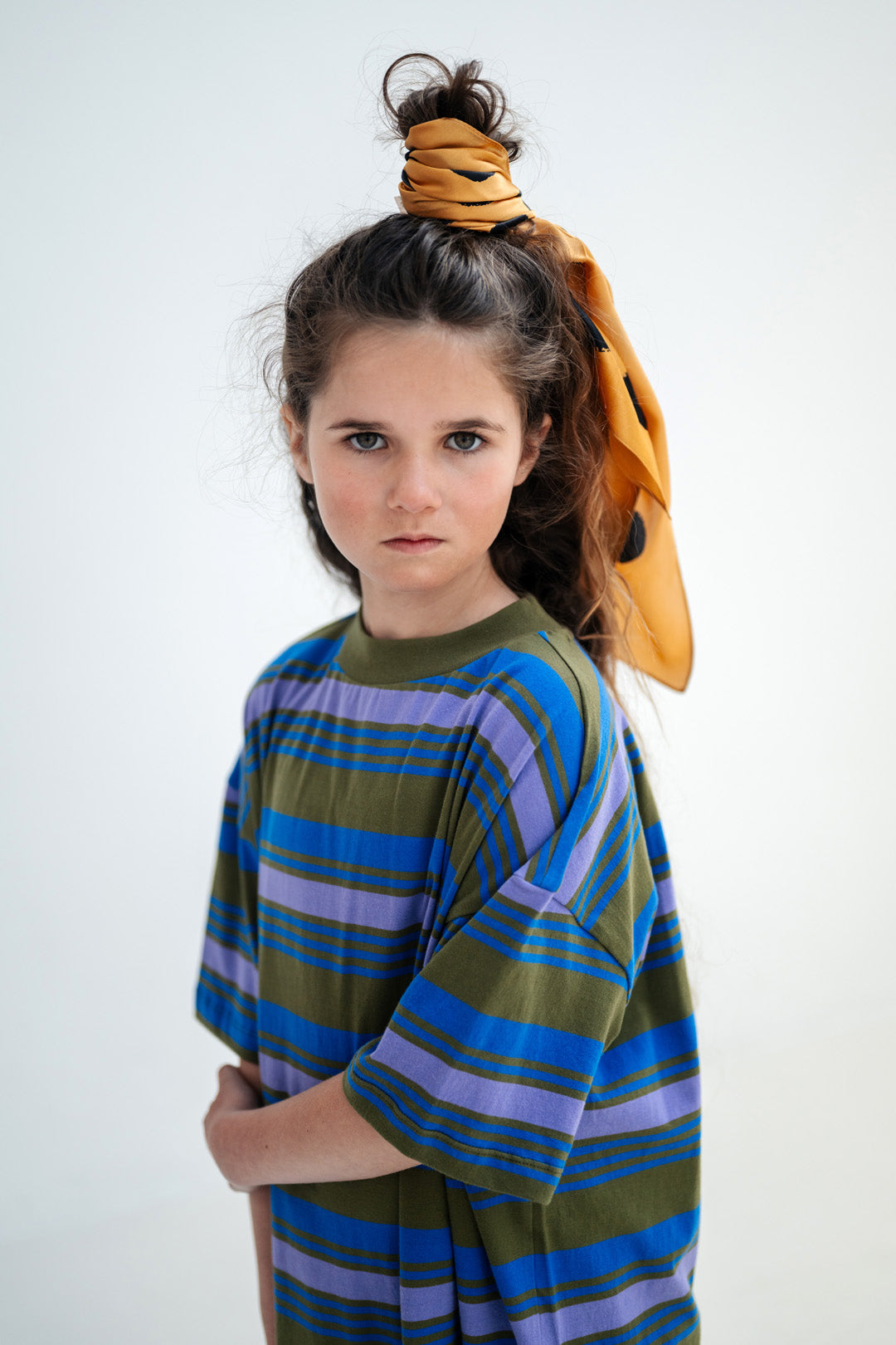 boxy tee dress - khaki bloom stripe