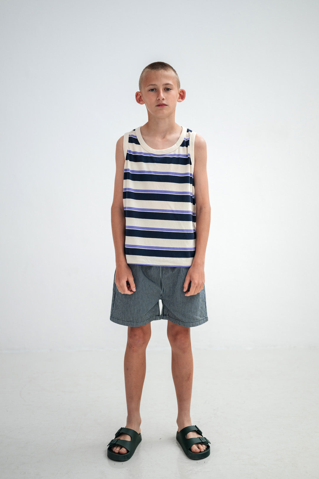 singlet - cream teal glacier stripe