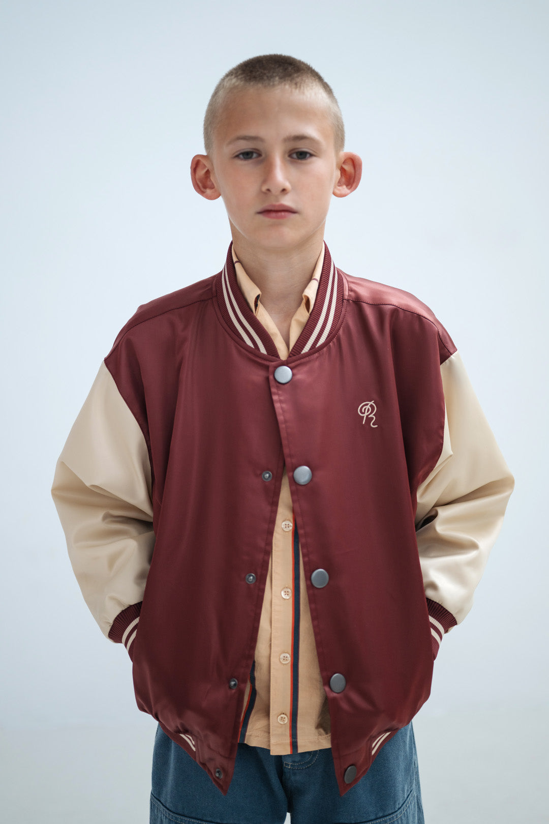 baseball jacket - cherrywood color block