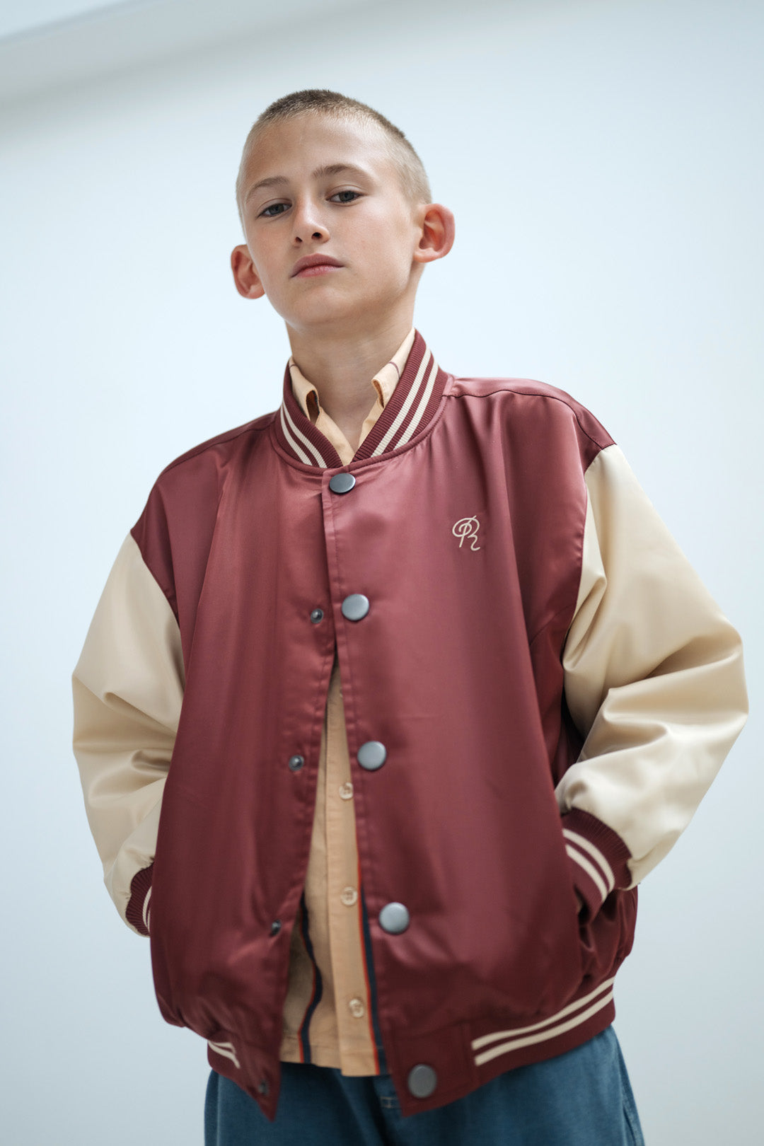 baseball jacket - cherrywood color block