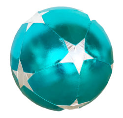Ratatam Starry Ball in blue and silver with a metallic finish and star pattern, 30 cm diameter, designed for safe and stylish indoor play, sold un inflated