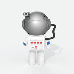 Stellar Light Astronaut Projector displaying a moving Milky Way in seven colors with a calming moon, featuring a 360° rotatable head, ideal for creating a relaxing bedroom atmosphere.