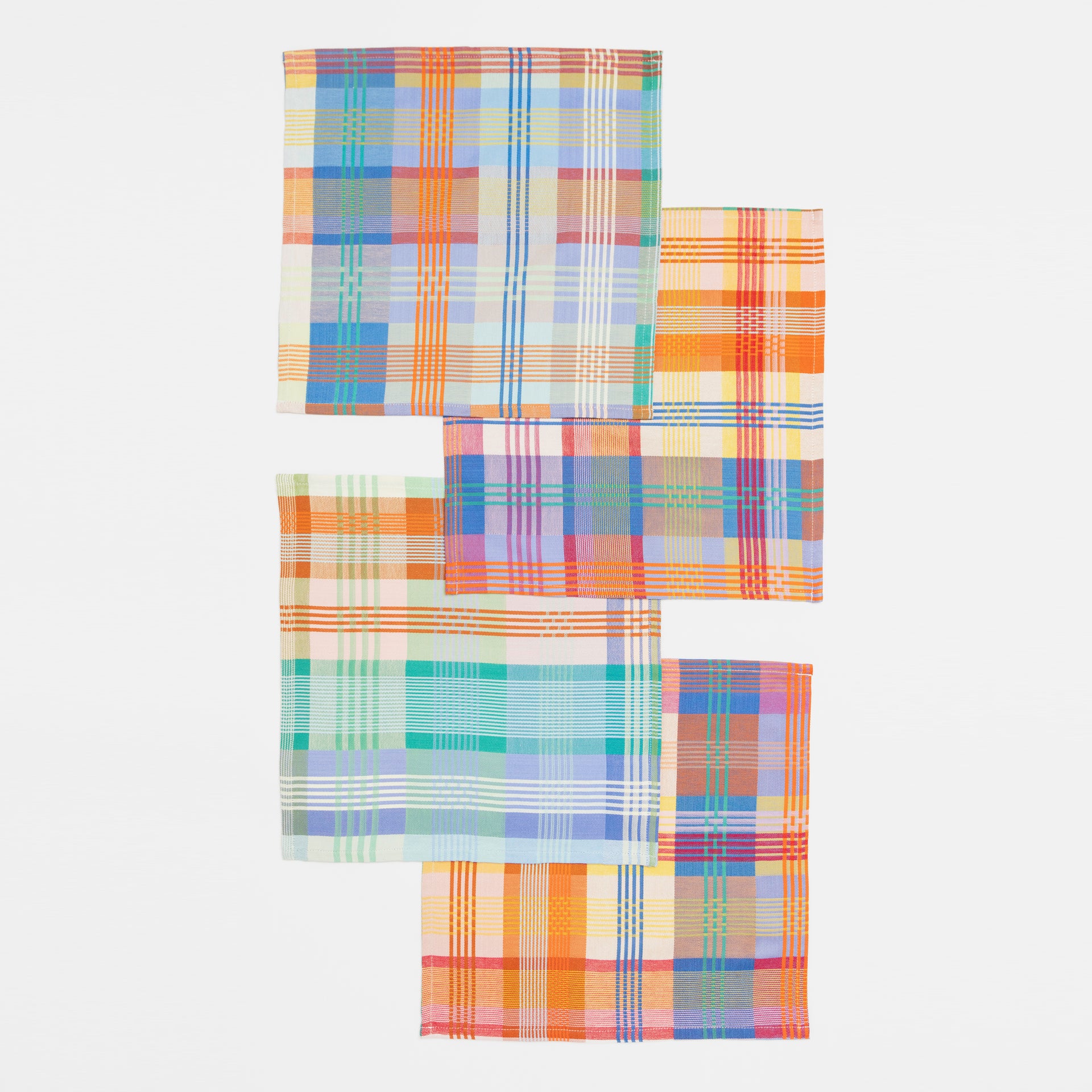 Set of four colorful cotton napkins made from leftover yarns – 40×40 cm – Foekje Fleur – made in Portugal
