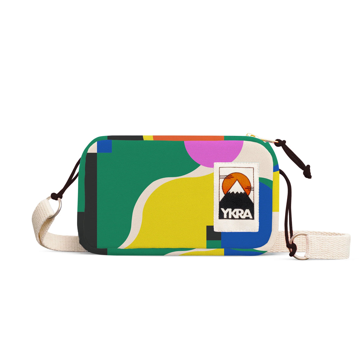 YKRA Travel Case Porto in cotton canvas – compact crossbody pouch with YKK zip and adjustable strap, handmade in Hungary.