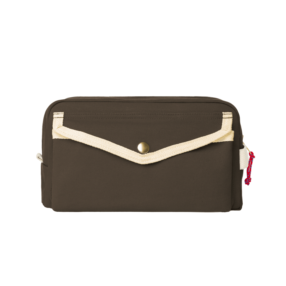 YKRA Dopp Pack toiletry bag made from durable cotton canvas, featuring outer pockets and a carrying handle.