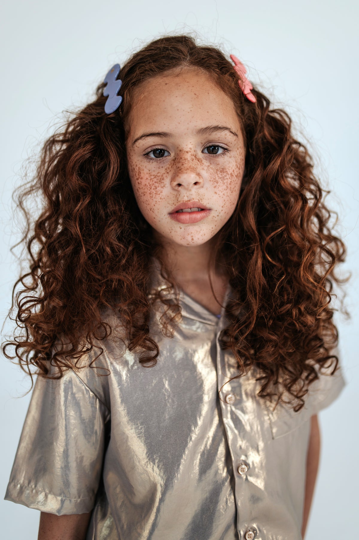 gewellte Haarspange - leuchtendes Pink
