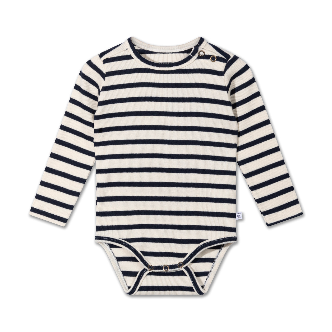 bodysuit LS - creme brûlée blue stripe