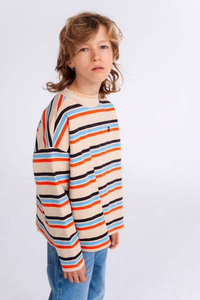 oversized boxy sweater - multi creme brulee stripe