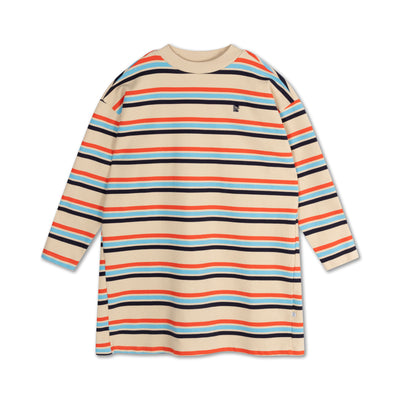 oversized boxy sweat dress - multi crème brûlée stripe