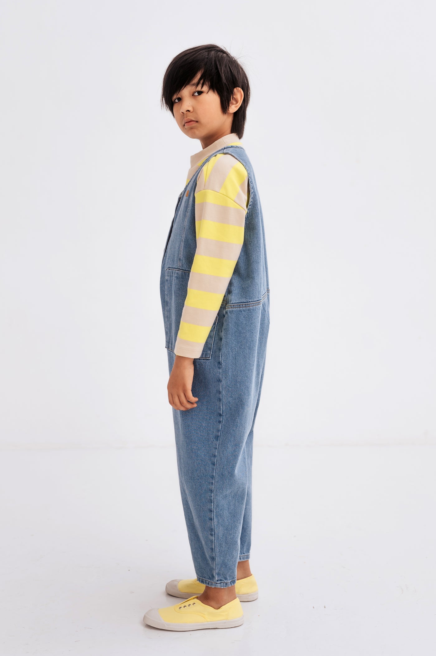 oversized boxy sweater - neon lime block stripe