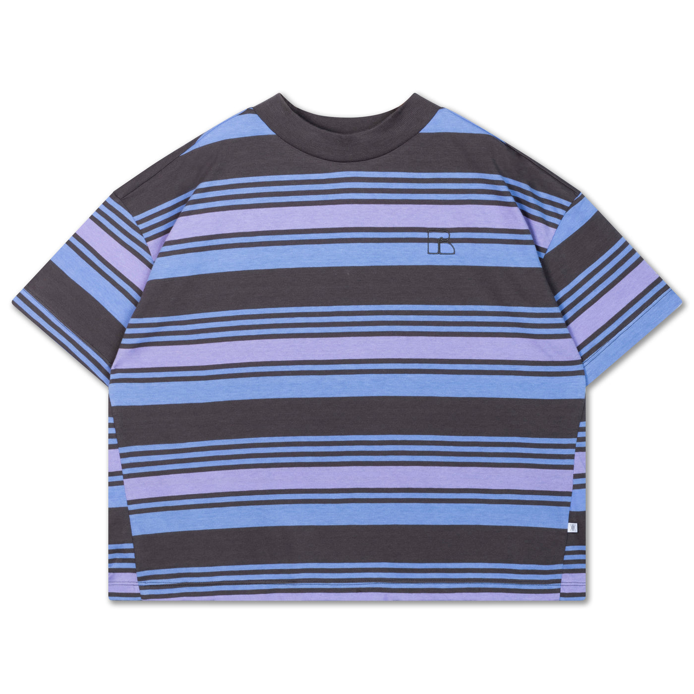 boxy tee - multi grey purple stripe