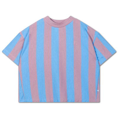 boxy tee - summer blue elderberry stripe