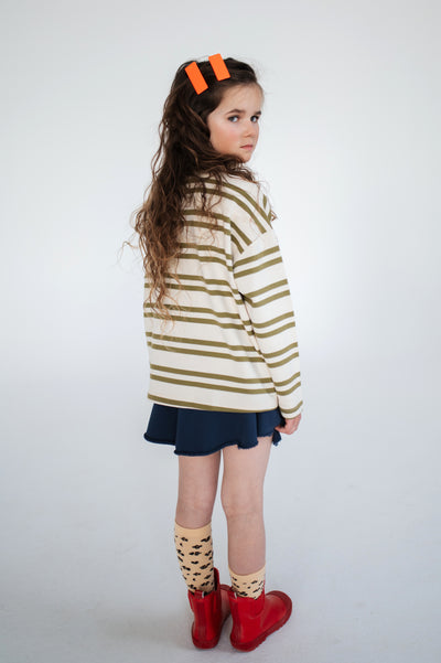 oversized boxy sweater - green moss stripe