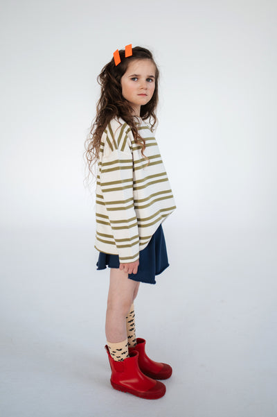 oversized boxy sweater - green moss stripe