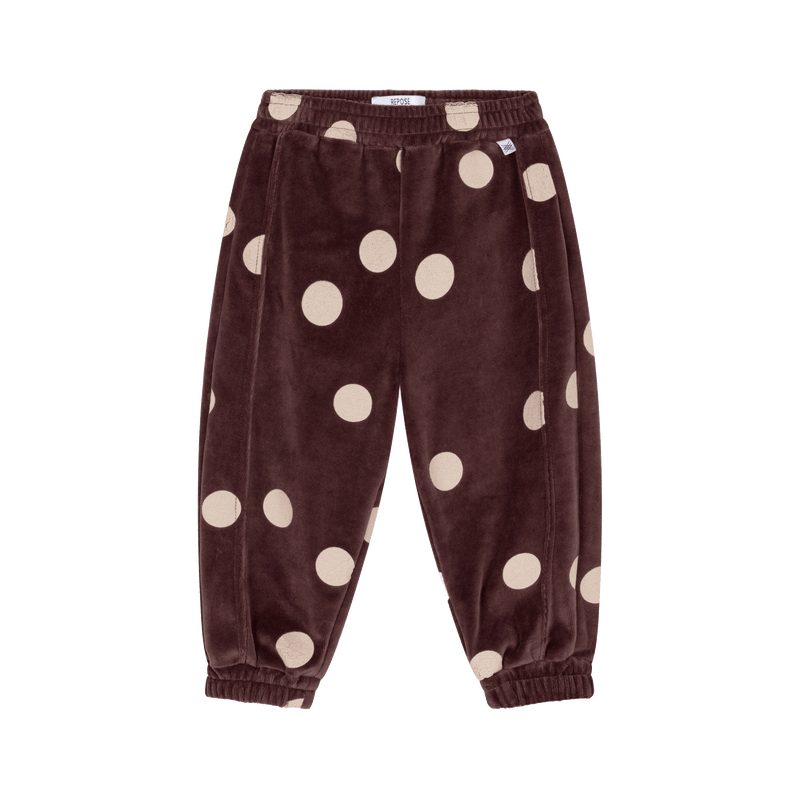 comfy wide pants - chocolate polka dot