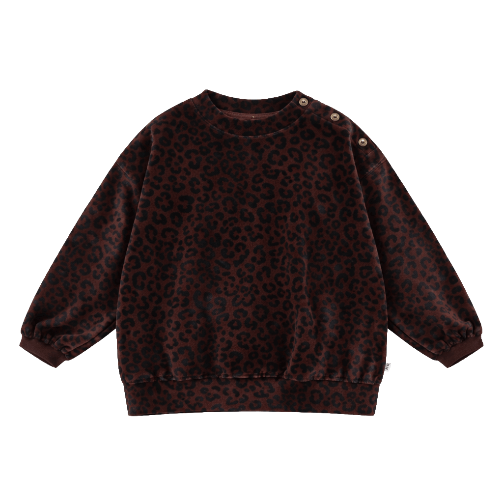 cozy drop sweater - chocolate leopard