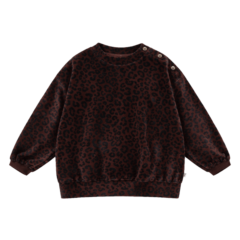 cozy drop sweater - chocolate leopard