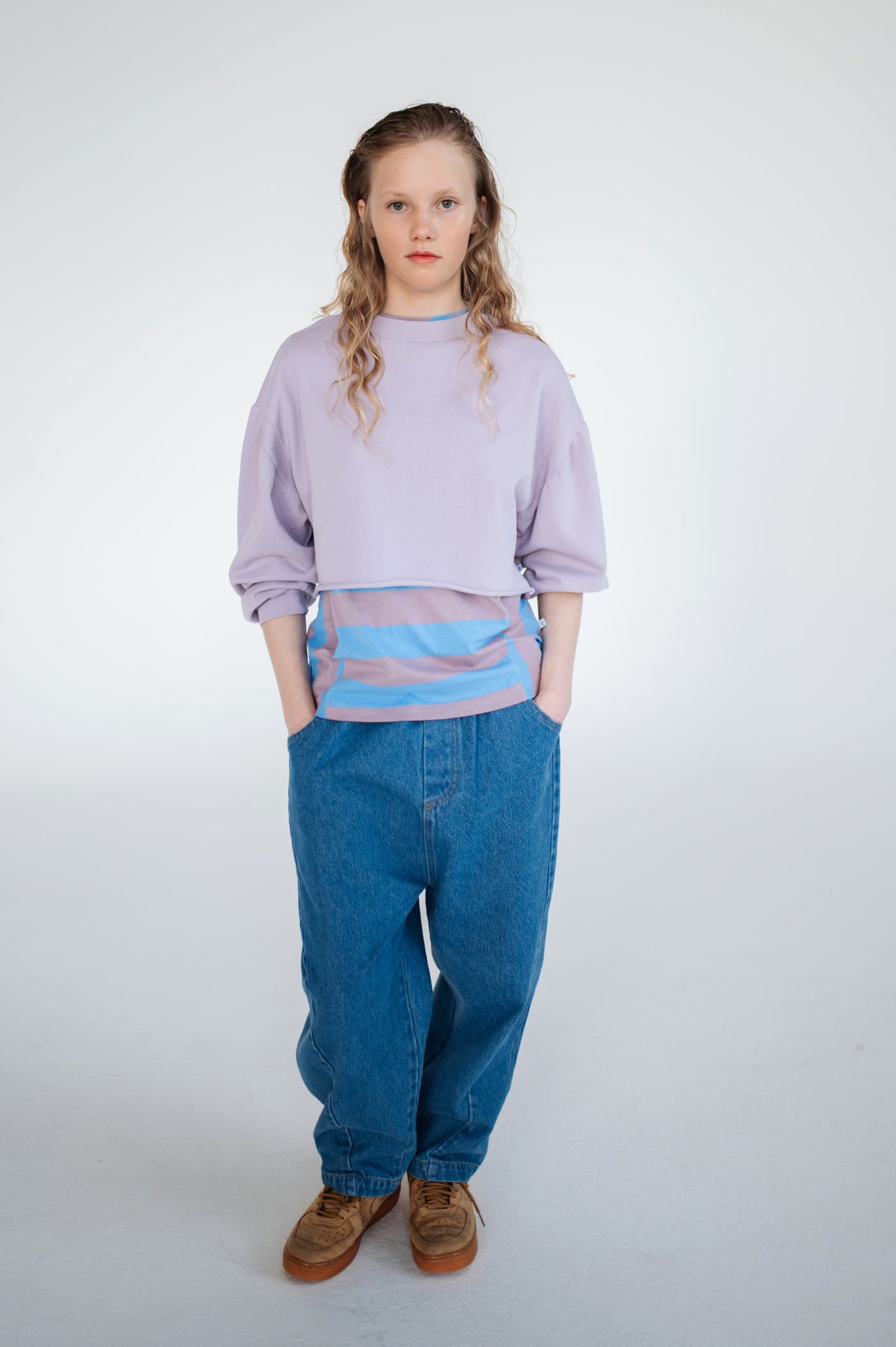 crop heart sweater - lavender fog