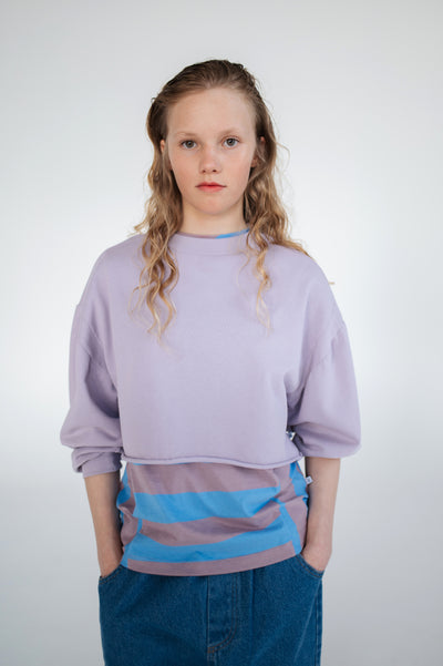 crop heart sweater - lavender fog