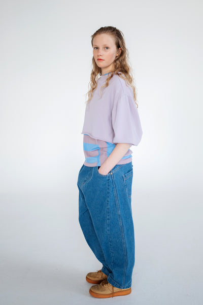 wide pant - medium blue