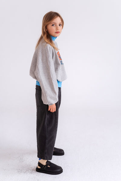 iris crop sweater - light mixed grey