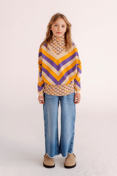 knit slouchy sweater - diagonal stripe