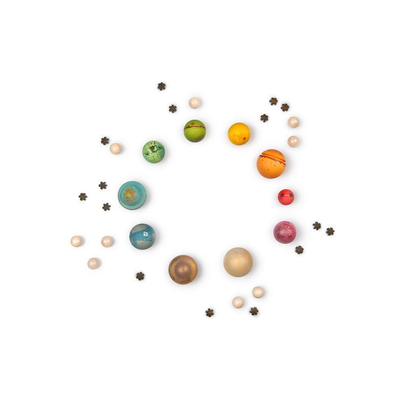Grapat Dear Universe wooden play set – 40+ colorful wooden pieces representing planets and celestial objects for imaginative play