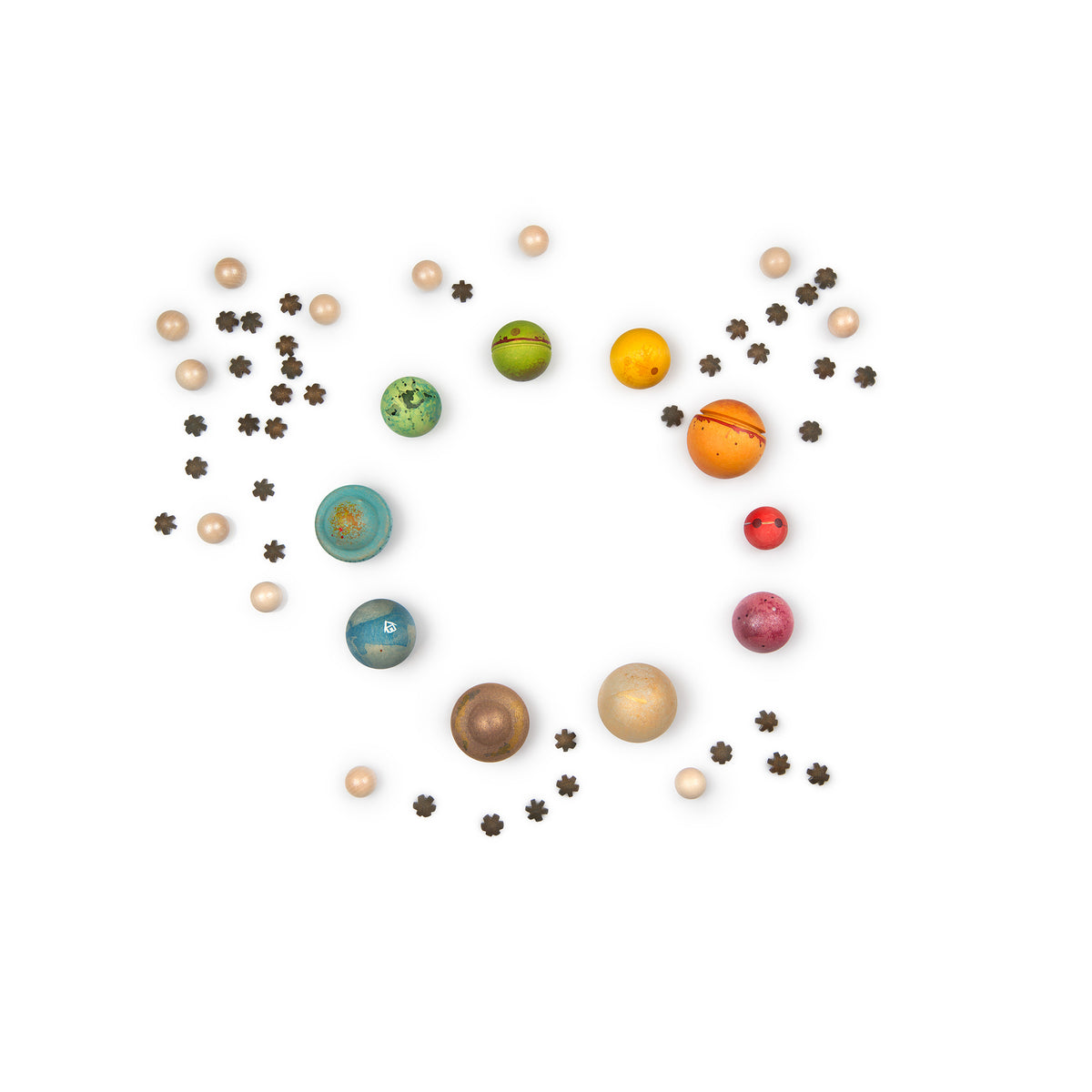 Grapat Dear Universe wooden play set – 40+ colorful wooden pieces representing planets and celestial objects for imaginative play