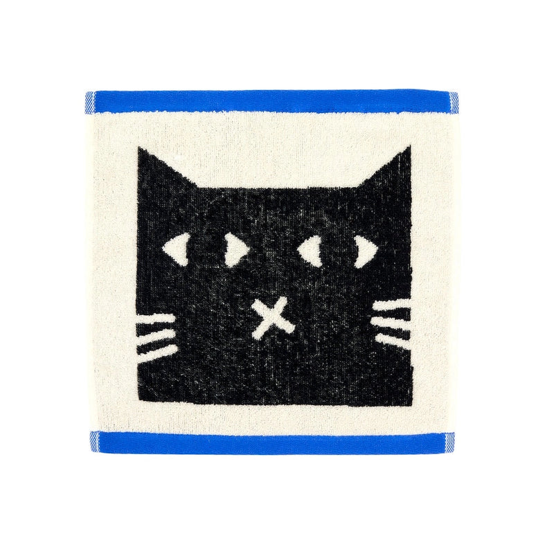 Donna Wilson Lazy Cat Face Cloth – super soft 100% cotton jacquard face cloth featuring a playful lazy cat design, made in Portugal
