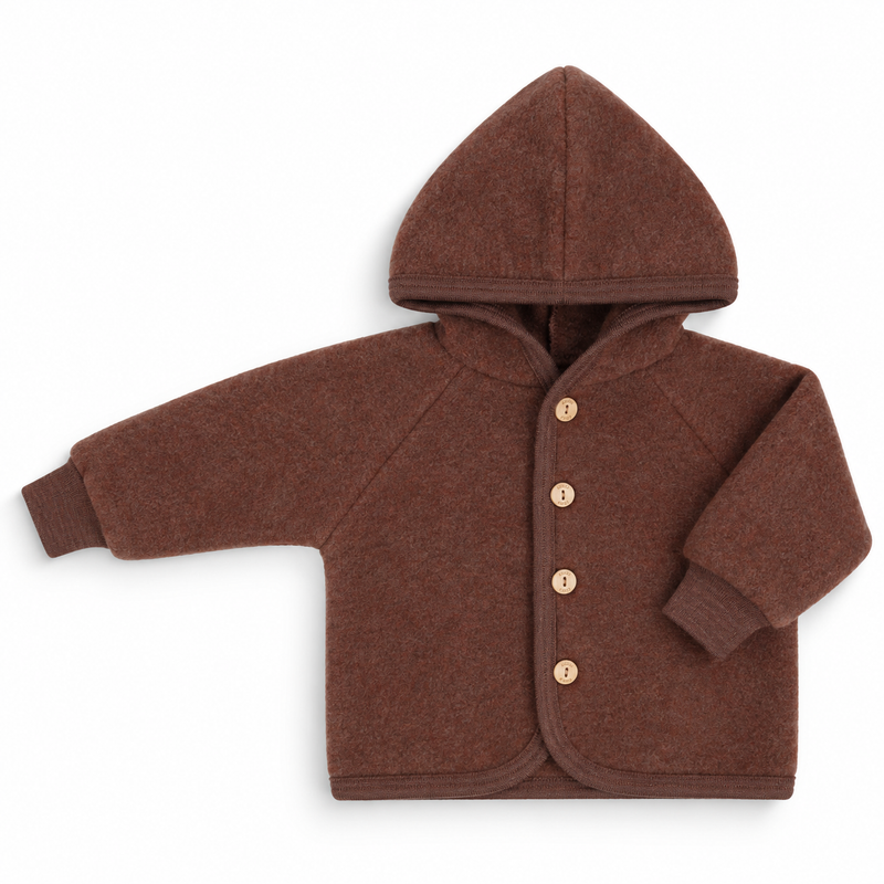 Engel Natur - wool fleece hooded jacket cinnamon