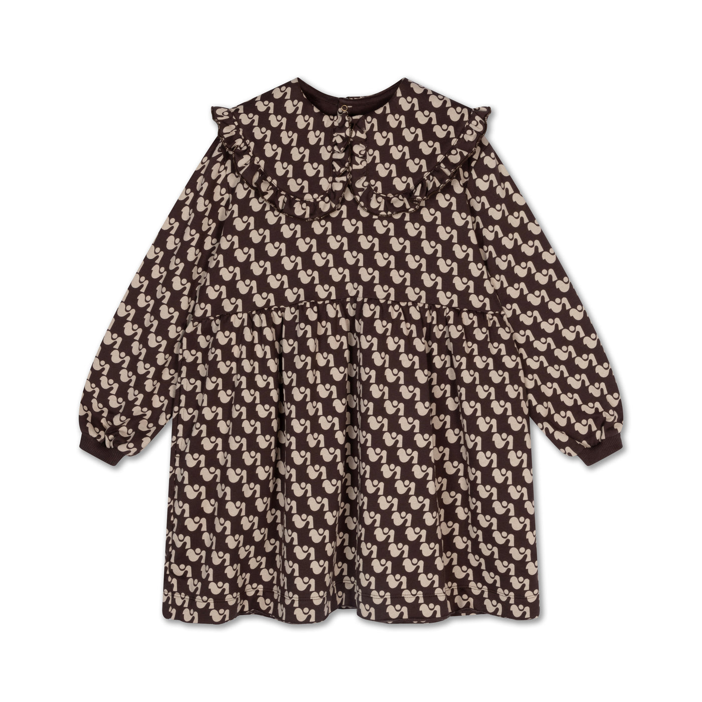 fancy collar sweat dress - graphic duck dot