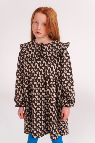 fancy collar sweat dress - graphic duck dot