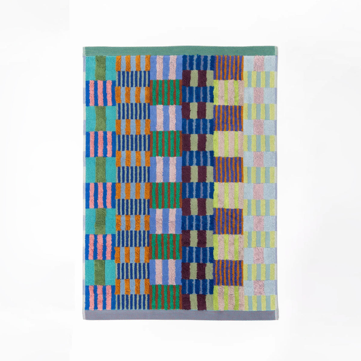 foekje fleur bath mat #82 tulip quilt made from 100% cotton using leftover dyed yarns sustainable bath mat 60 x 80 cm made in portugal