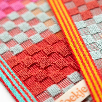 Foekje Fleur colorful sustainable home textiles from Odds & Ends, made from industry leftovers, 100% cotton, 60x80 cm, heavy 600 gr/m², made in Portugal.