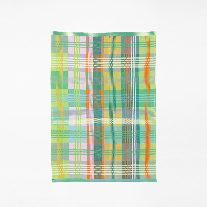 Colorful cotton tea towel made from leftover yarns – 50×70 cm – Foekje Fleur – made in Portugal