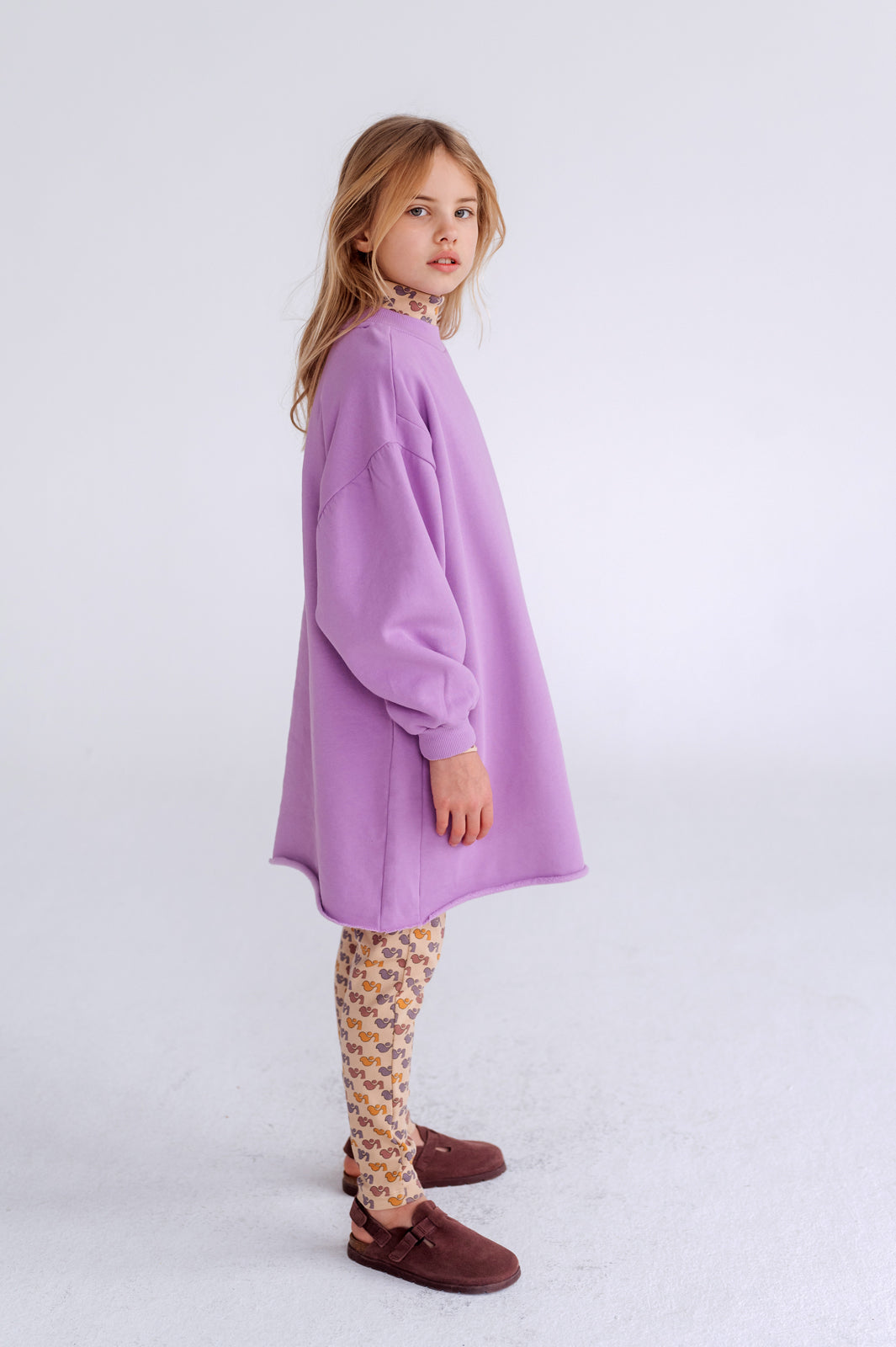 heart sweat dress - violet lilac