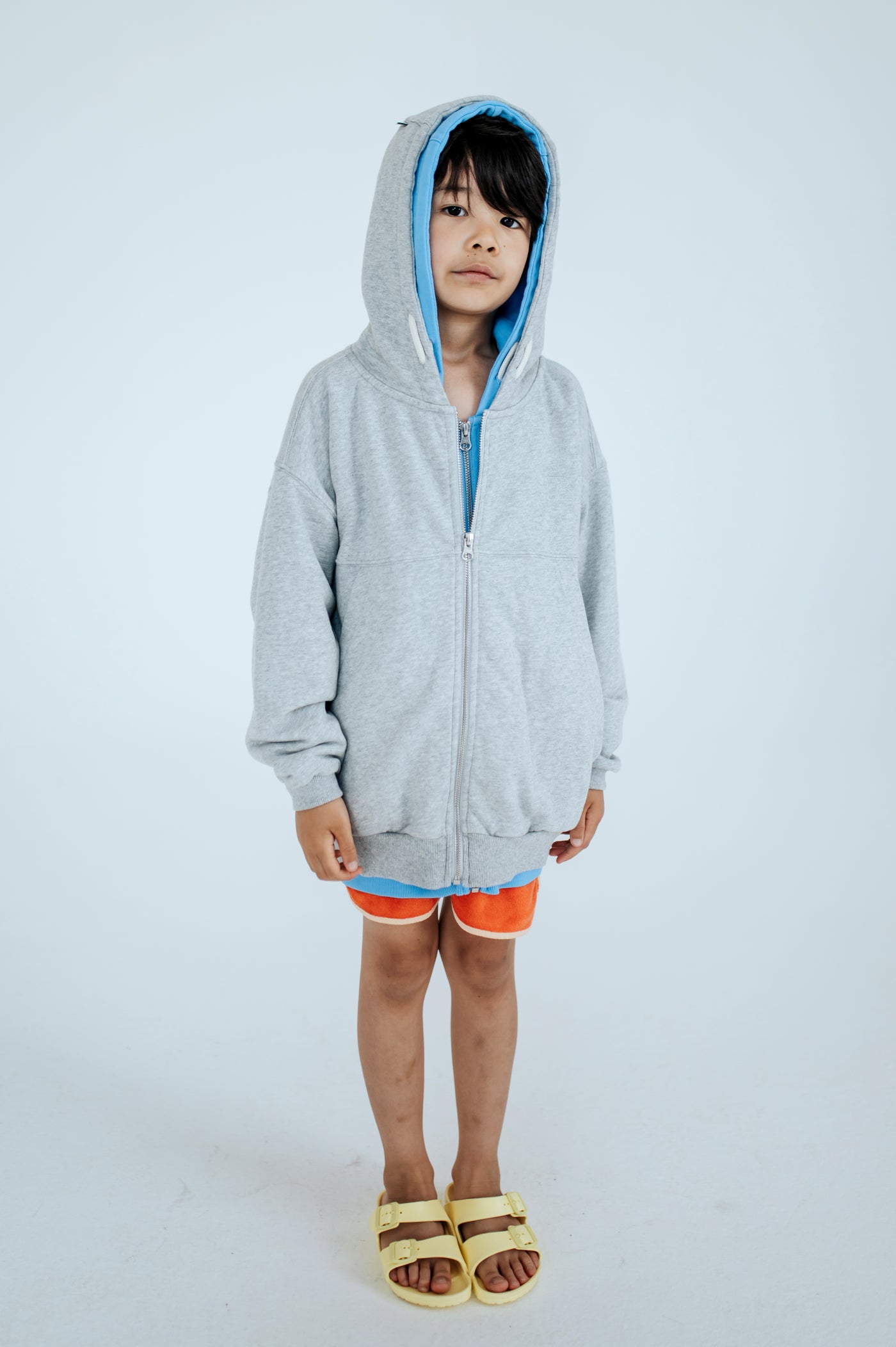 zip hoodie - light mixed grey