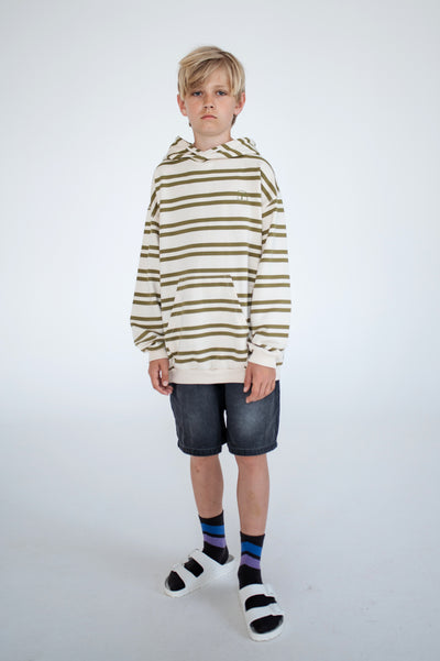 hoodie - green moss stripe