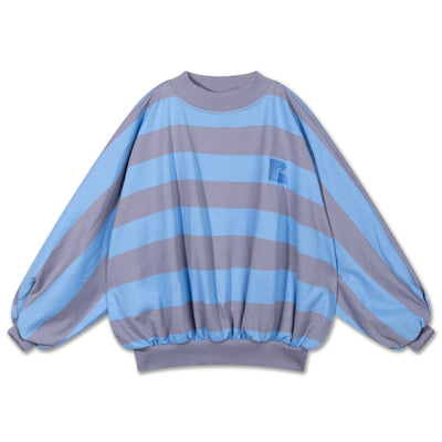 iris crop sweater - blue bonnet silver block stripe