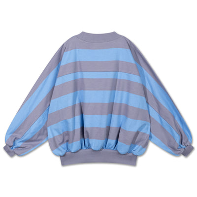 iris crop sweater - blue bonnet silver block stripe