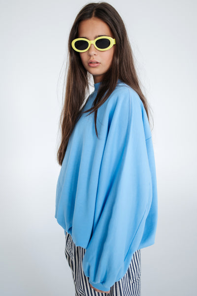 iris crop sweater- summer day blue