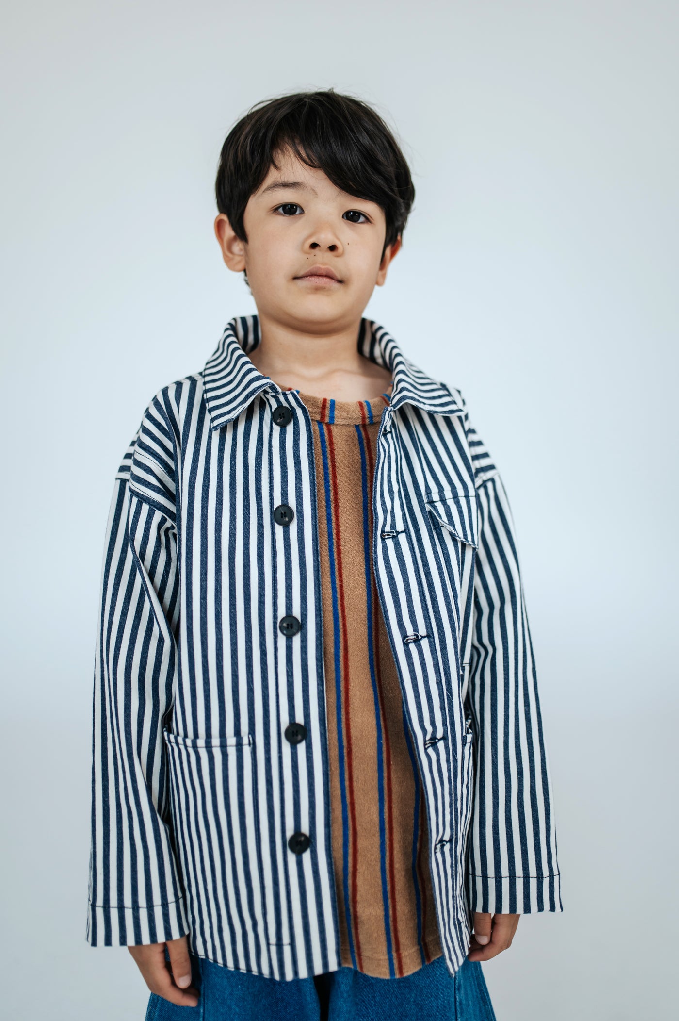 pocket jacket - navy eggshell stripe