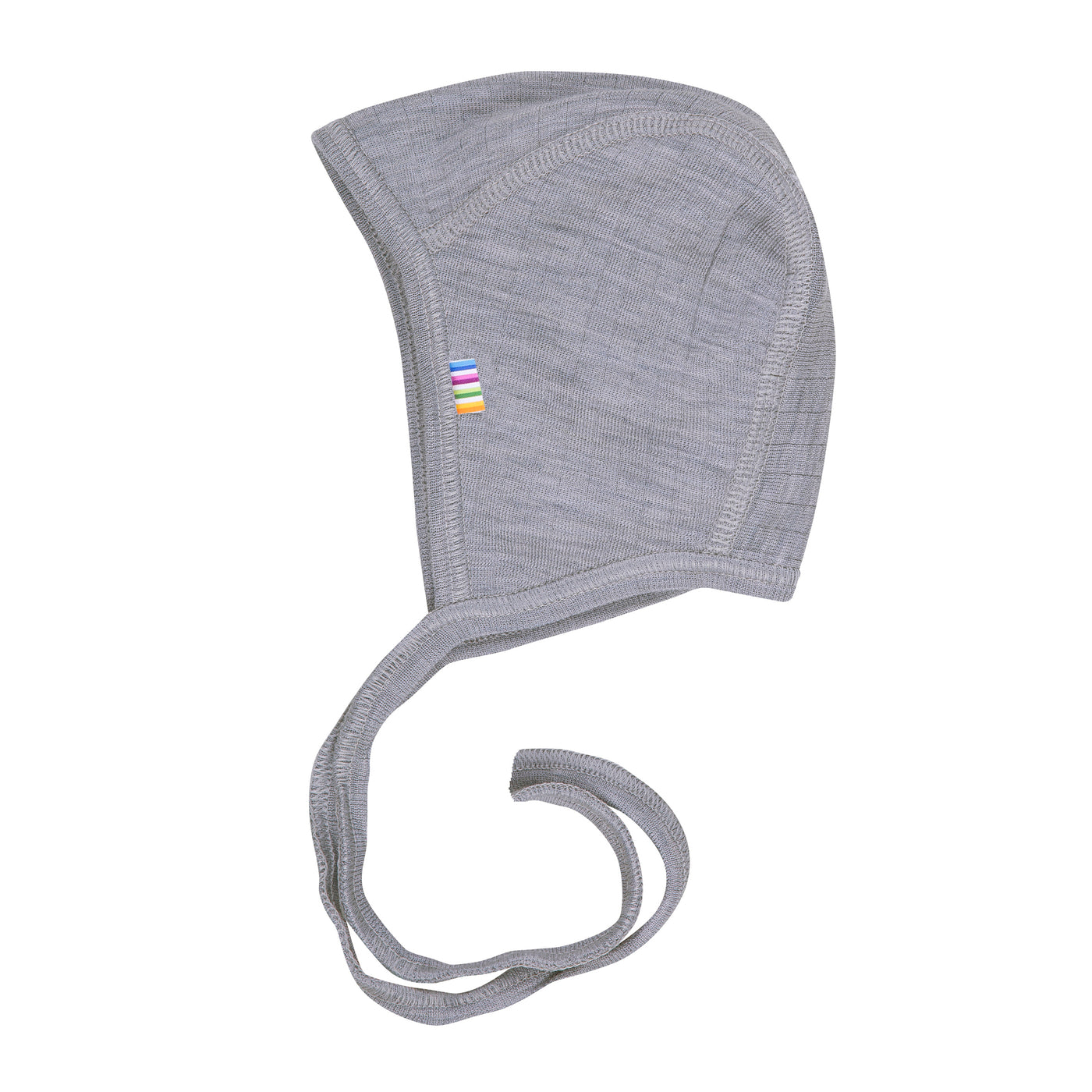 Soft and breathable double-layered wool helmet baby hat in grey by Joha. Oeko-Tex certified, Nordic Ecolabel, Woolmark Label, and perfect for keeping little heads warm 