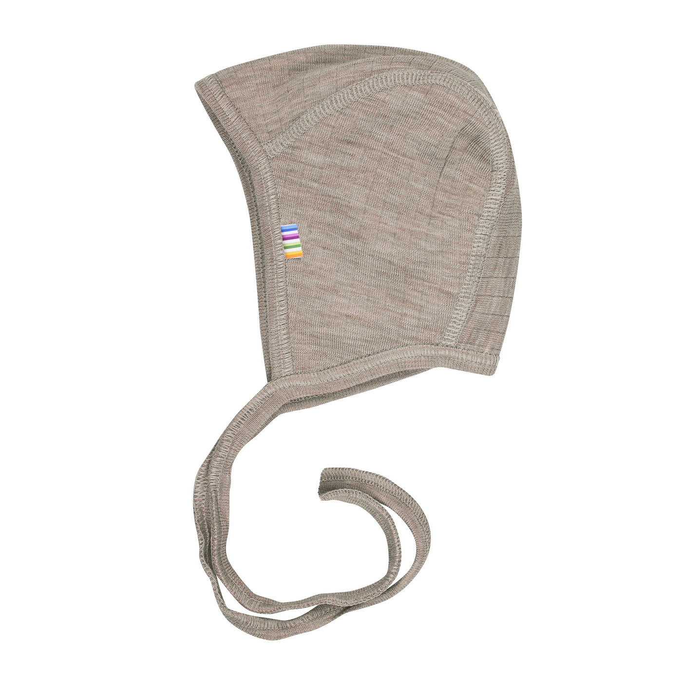 Soft and breathable double-layered wool helmet baby hat in sesame by Joha. Oeko-Tex certified, Nordic Ecolabel, Woolmark Label, and perfect for keeping little heads warm